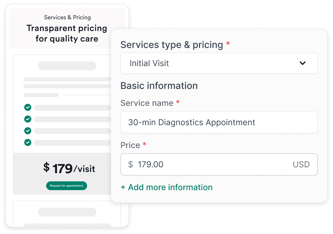 Simplified service offered and pricing
management